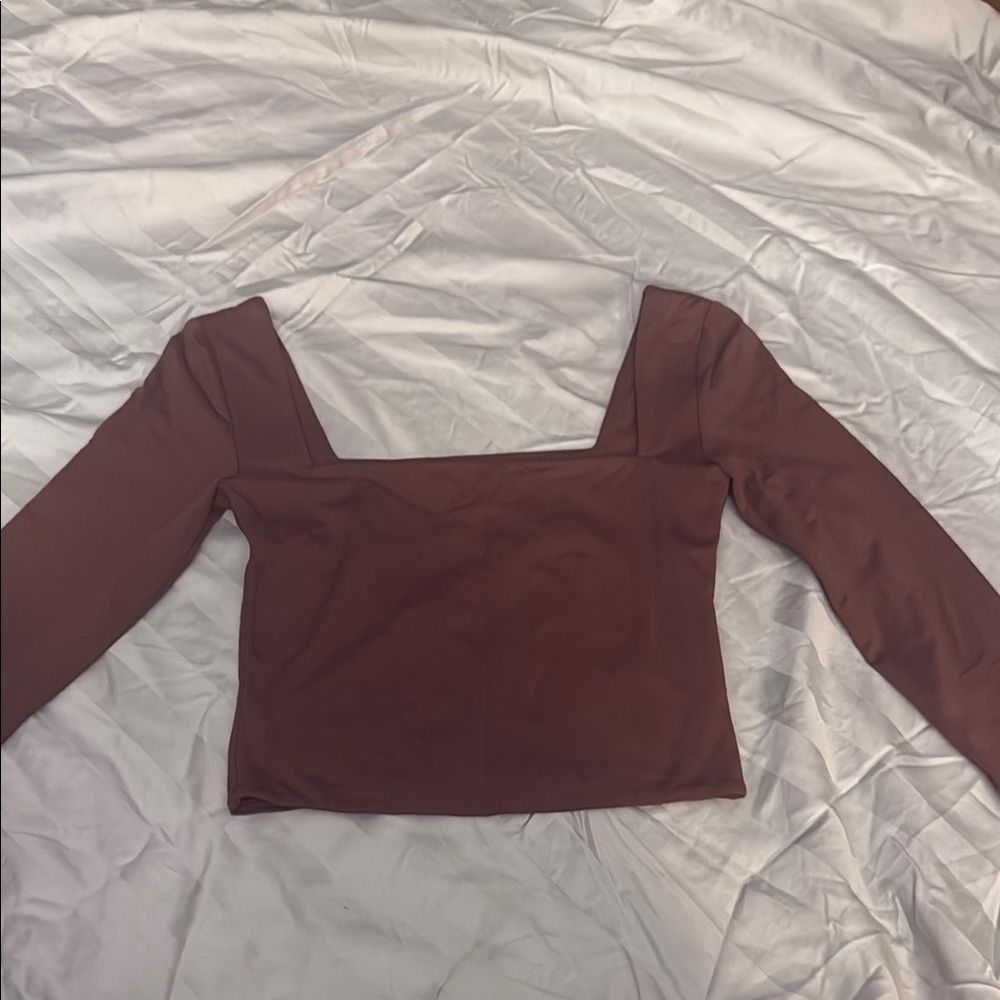 Babaton Deep Brown Square Neck Blouse